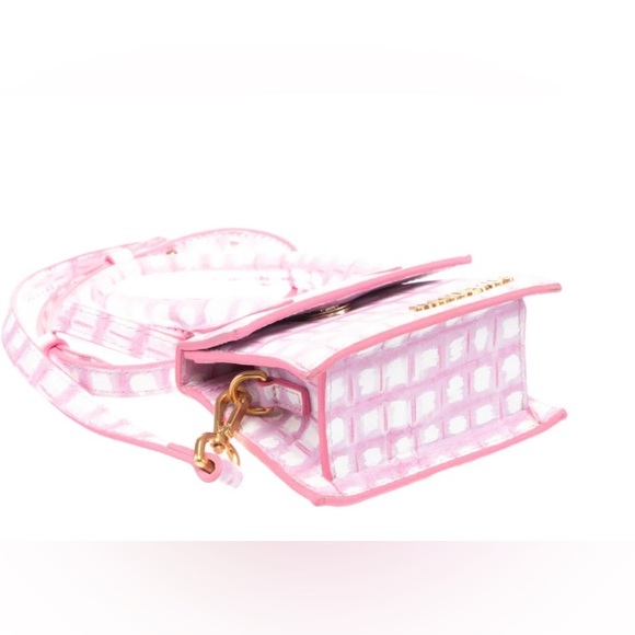 Jacquemus MINI Le Chiquito Leather Checkered Pink & White Bag Authentic - Picture 11 of 15